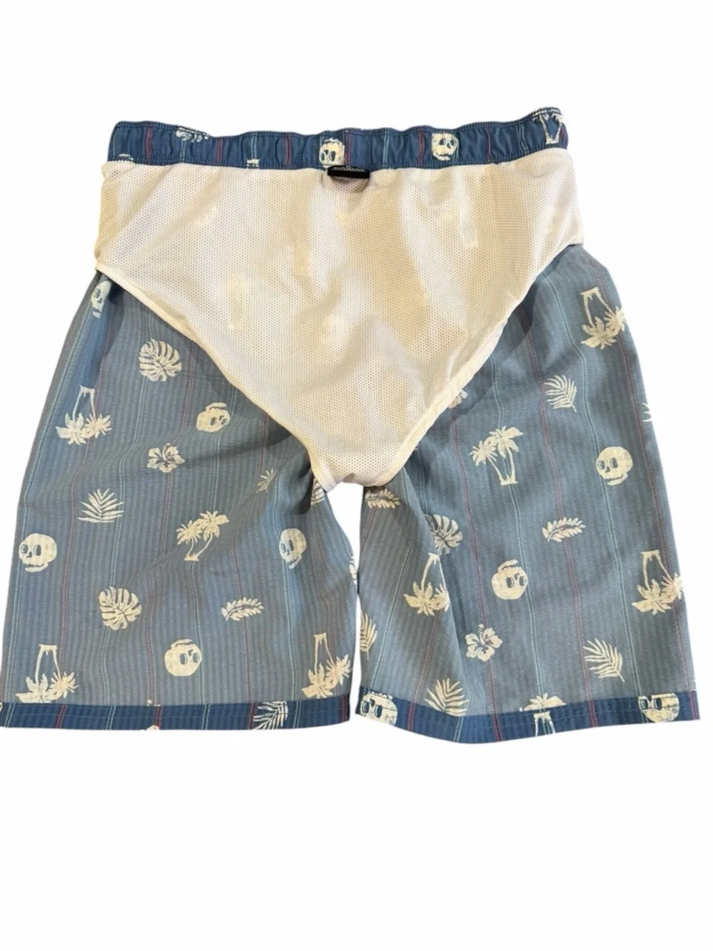 Hurley Boys XL Swim Trunks Blue Tropical Skull Print Board Shorts Mesh Lined - Picture 4 of 10